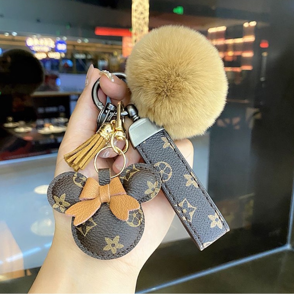 Brown Pom Keychain